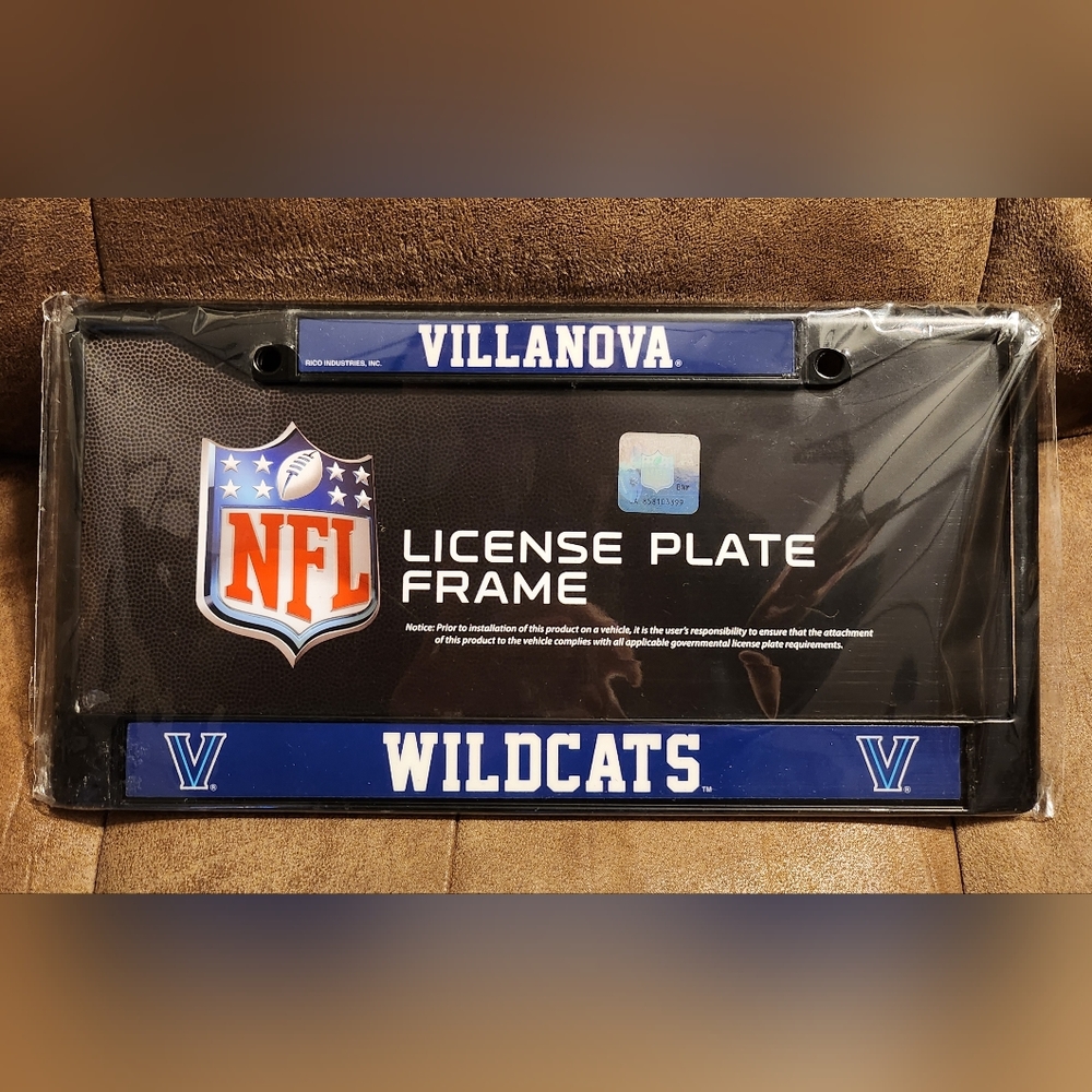 Villanova Wildcats Black License Plate Frame 6X12 Inches NEW